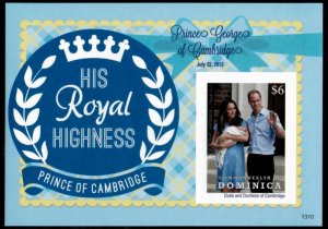 Dominica 2013 - Prince George - IMPERF Souvenir Stamp Sheet - Scott #2800 - MNH