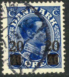 DENMARK 1926 20o on 40o King Christian X Surcharge Issue Sc 177 VFU