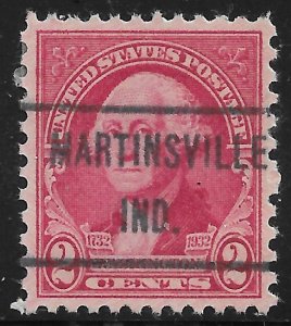 IN Precancels: Martinsville 471; Better Type CV $3; 2c 1932 Wash. Bicent. #707