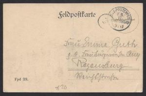 GERMANY / BAVARIA 1914 WW1 FELDPOST Card Chailland France