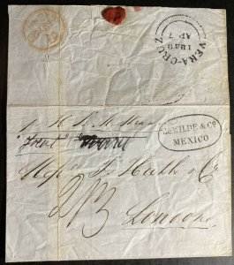 1848 British Post Office In Veracruz Mexico Letter Sheet Cover to London England