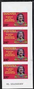 Tanzania 1986 Queen Mother 100s (as SG 427) imperf proof ...