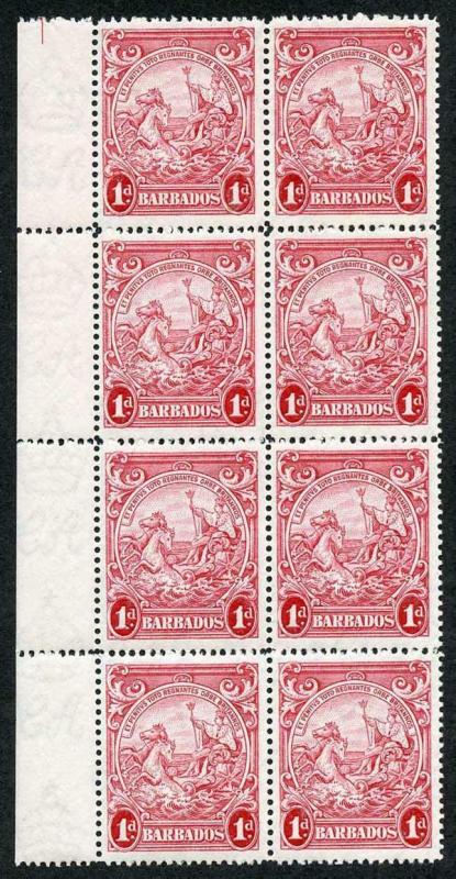 Barbados SG249a 1d scarlet perf 14 Re-Entry 9/2 U/M The Key Stamp in the Set