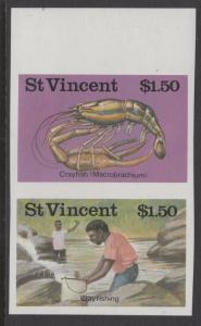 ST.VINCENT SG1047aimp 1986 $1.50 FRESHWATER FISHING IMPERF PAIR MNH