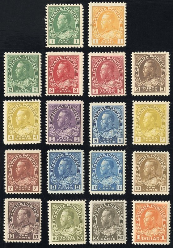 Canada Stamps # 104-22 MLH F-VF Fresh Set Scott Value $1,245.00