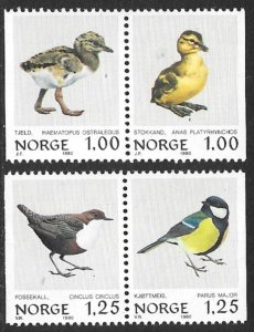 NORWAY 1980 BIRDS Set in Se-Tenant Pairs Sc 759-762 MNH