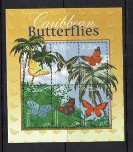 St Kitts, 2001 Birds, Butterflies, Flowers, issued in sheetlets, MNH