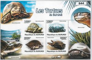 BURUNDI - ERROR, 2011 MISSPERF SHEET: TURTLES, MARINE LIFE, NATURE, ANIMALS