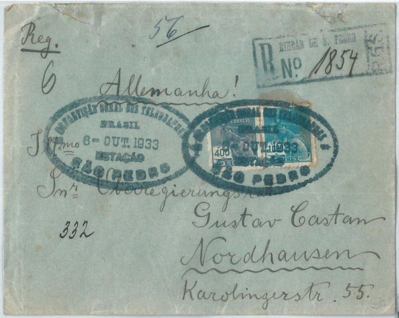 72251 - BRAZIL - POSTAL HISTORY -  REGGISTERED COVER to GERMANY  1933