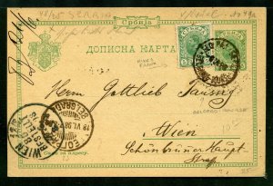 Serbia 1898 Postal Card  mailed to Vienna