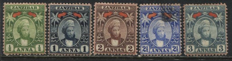 Zanzibar 1898 1/2 to 3 annas mint o.g.