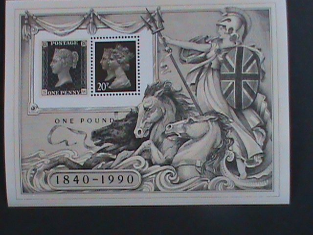 GREAT BRITAIN -BLACK PENNY ON STAMP ON STAMP S/S -MNH - WE SHIP TO WORLD WIDE