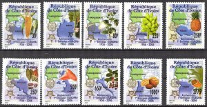 Ivory Coast 2005 50 Years of Europa CEPT stamps set of 10 MNH