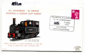 AJ210 1973 GB WALES Welspool Llanfair Light RAILWAY Letter Cover 