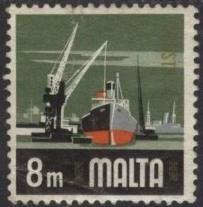 Malta 457 (used, creased) 8m industry (1973)