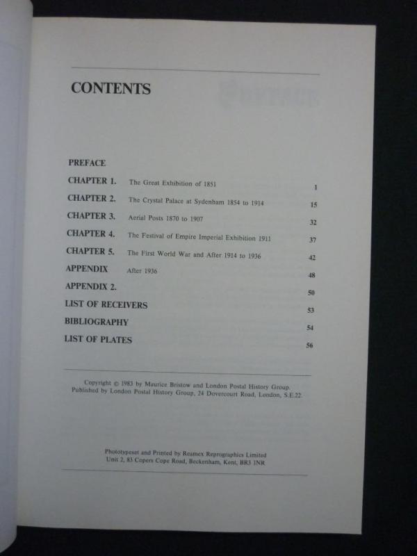 THE POSTAL HISTORY OF THE CRYSTAL PALACE by MAURICE H BRISTOW