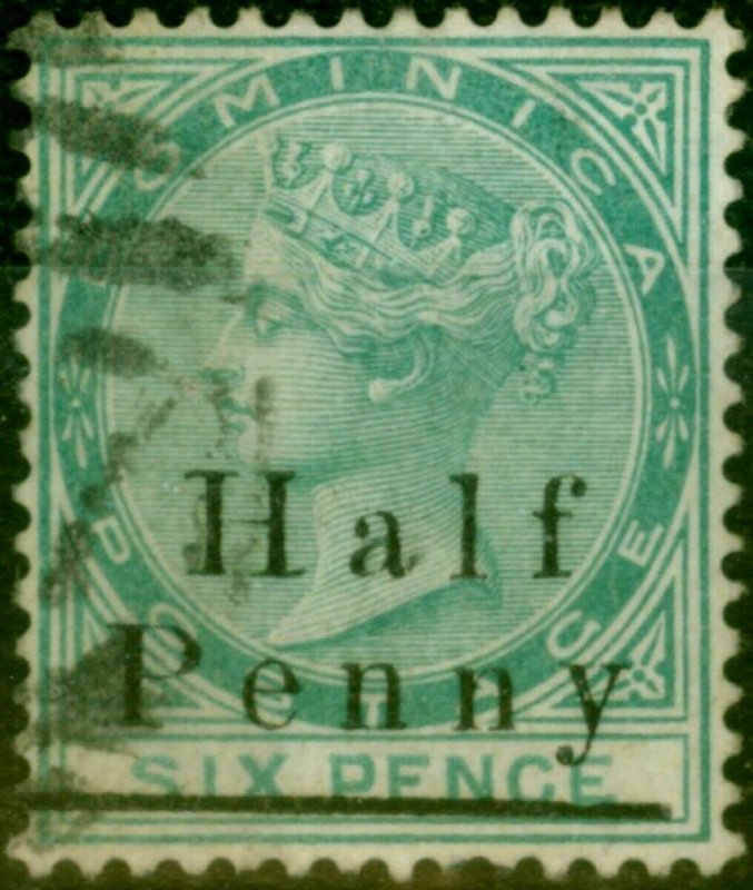 Dominica 1886 1/2d on 6d Green SG17 Fine Used