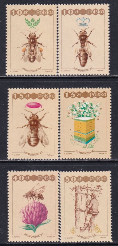 Poland 1987 Sc 2813-8 World Apiculture Congress Bee Hive Pollen Honey Stamp MNH