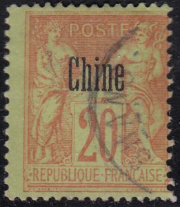 French Offices China 1894-1900 used Sc 5 Chine (black) on 20c Peace and Commerce