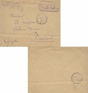 France Soldier's Free Mail 1915 Tresor et Postes, 5 to Bassens, Gironde with ...