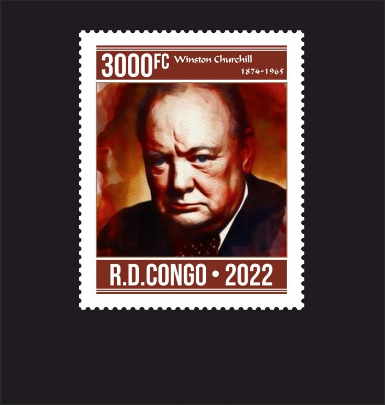 Stamps Winston Churchill Congo 2022 year , 1 stamp perforated