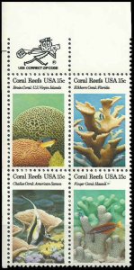 PCBstamps   US #1827/1830 Zip Block  60c(4x15c)Coral Reefs,  MNH, (ZB-1)