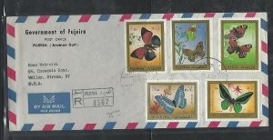 AJMAN (P1509B)  1971 BUTTERFLIES SET 5 VALUES ON REG A/M COVER TO USA 