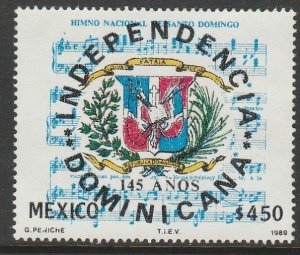 MEXICO 1605, DOMINICAN REPUBLIC, 145th ANNIVERSARY. MINT, NH.  F-VF