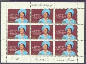 CAYMAN ISLS.  443 MNH 1980 QM Elizabeth's 80th Birth. M/S 9