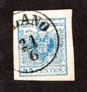 AUSTRIA LOMBARDY VENETIA #6c USED *MINOR FLAW* ~JM-0510