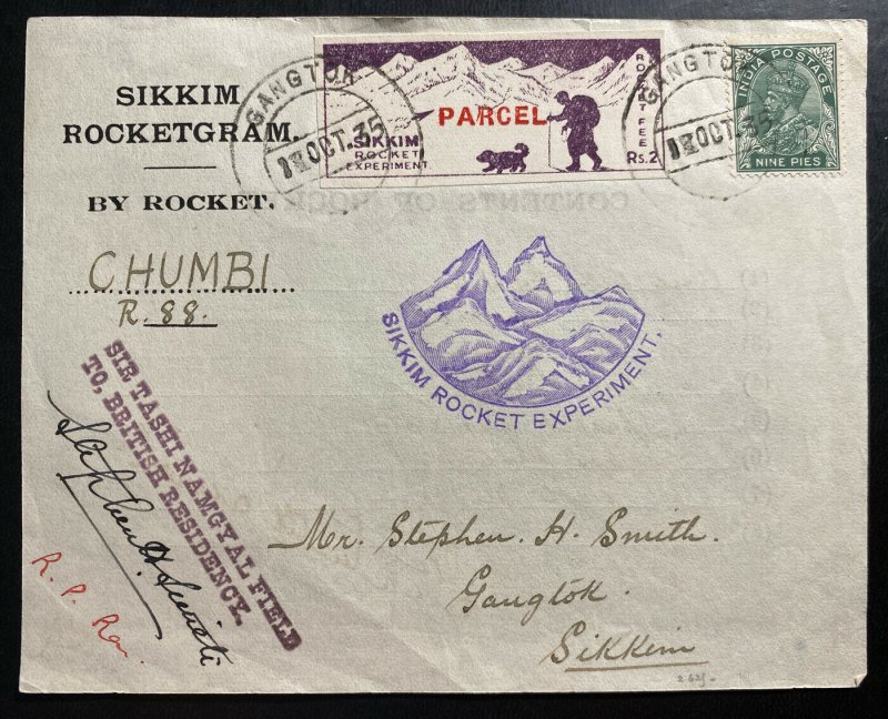 1935 Gangtok India Rocket Experimental Mail Flight Contents Sheet cover