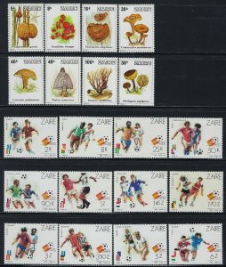 Zaire 6 Different Stamp Sets Mint Never Hinged