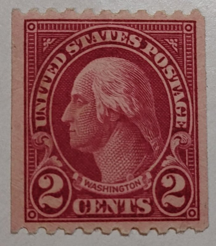 Stamp# 606a - 1923 2¢ Washington Scarce Carmine Lake.  MPH OG.  SCV $75.00