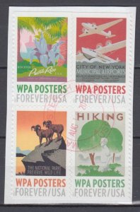 (S) USA  WPA Posters forever block of 4 from Booklet VF Used