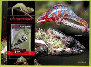 B0212 - DJIBOUTI - MISPERF ERROR Stamp Sheet - 2022 - CHAMELEONS, Reptiles-