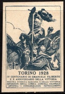 1928 Italy Poster Stamp Turin International Exposition Celebration