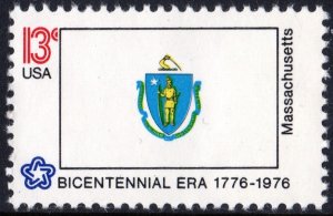 SC#1638 13¢ Bicentennial State Flags: Massachusetts Single (1976) MNH