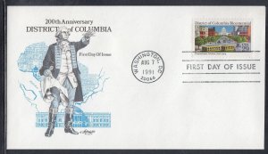 USA Scott 2561 Artmaster FDC - District of Columbia, 200th Anniv.