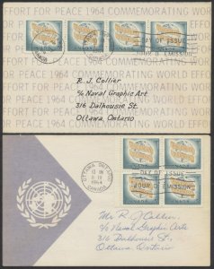 1964 Pair of #416 World Peace Hand Made FDCs, Ottawa