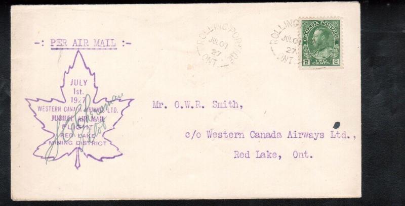 Canada #CL41 Used Pilot Signed Cover Rolling Portage To Red Lake