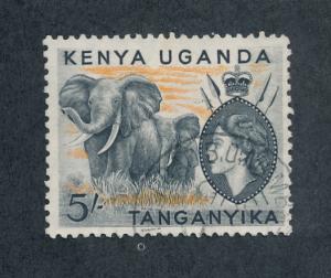 Kenya Uganda Tanganyika 1954 Scott 115 used, 5sh Elephant