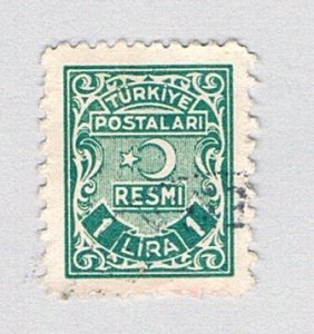 Turkey O11 Used 1l green 1948 (BP74710)