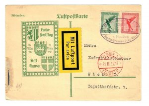 AZ54 Germany Card Flugpost 1927 S.C. # C 27-28, Mit Luftpost Cachet Abjender