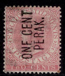 MALAYSIA - Perak QV SG26, 1c on 2c pale rose, FINE USED. Cat £95.