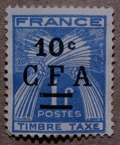 Reunion #J36 10c on 1fr Postage Due MNG (1949)