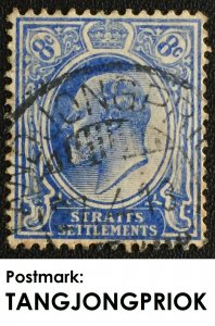 Malaya Straits Settlements KEVII 8c pmk TANJONGPRIOK NETHERLANDS INDIES