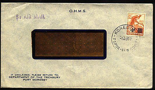 PAPUA NEW GUINEA 1957 OHMS cover ex KONEDOBU...............................93107