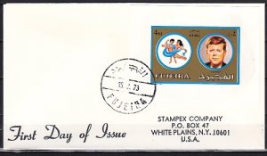 Fujeira, Mi cat. 1317 C. President J. Kennedy, Deluxe s/sheet. First day cover ^