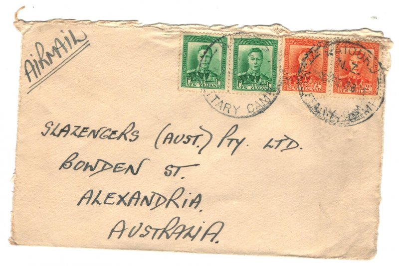 New Zealand Sc#227A,258 Pairs on Cover - Military Camp Cancel