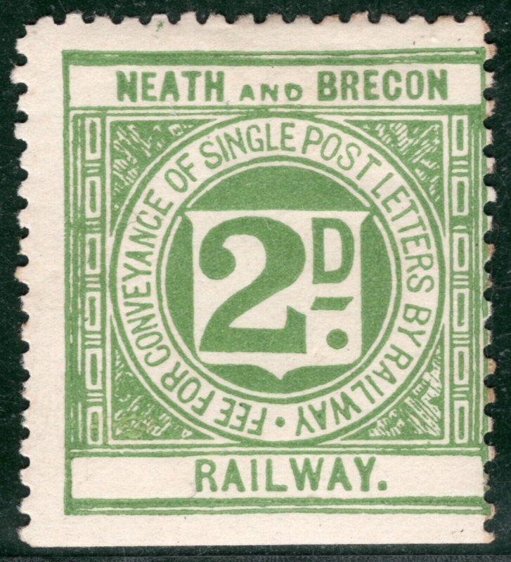 GB Wales RAILWAY QV Letter Stamp 2d NEATH & BRECON (1897) Mint MM WHITE105